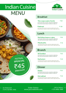 Restaurant Menu Design With Bright and Light Green Colours